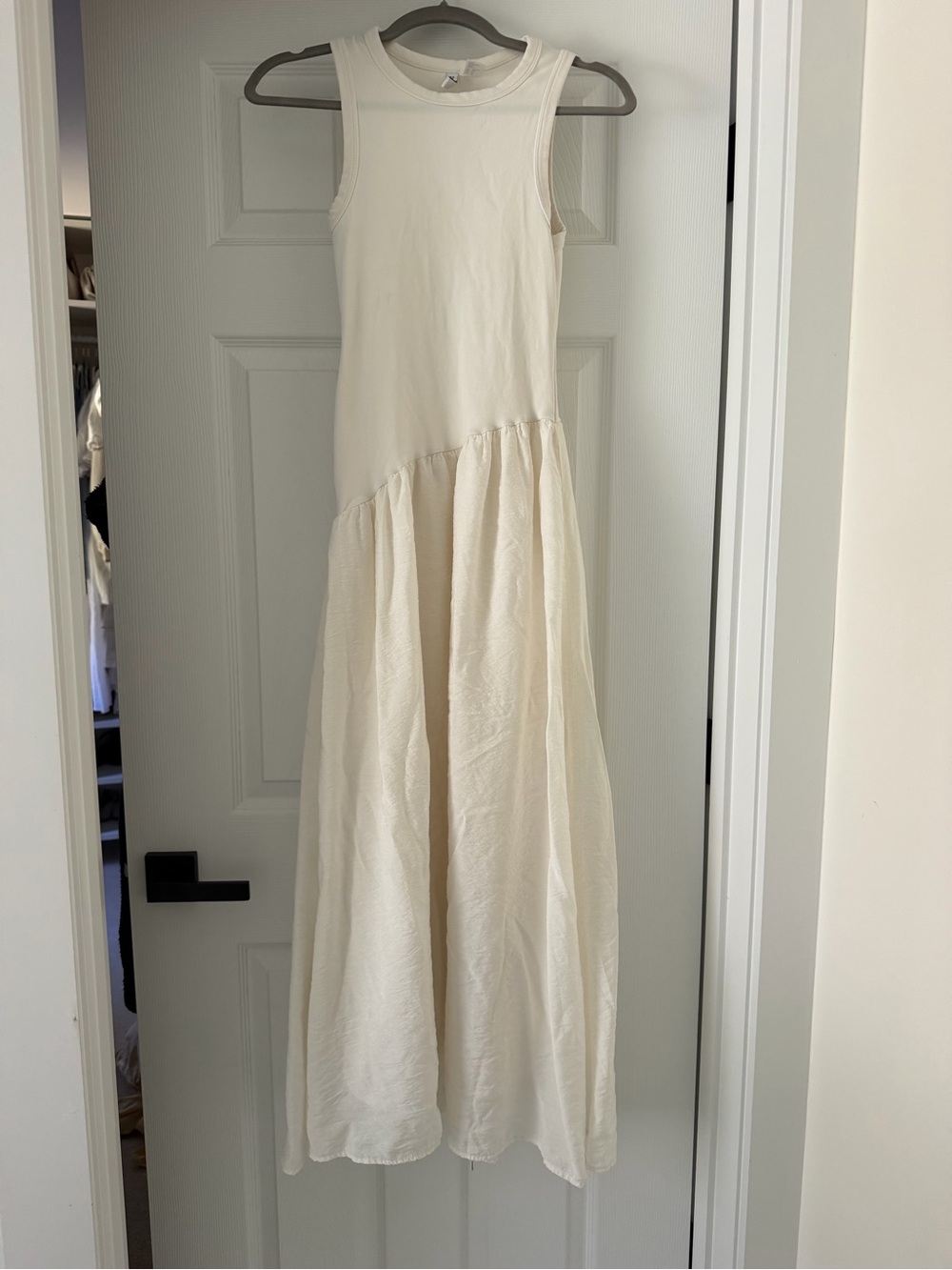 H&M Cream Sleeveless Maxi Dress with Gathered Skirt